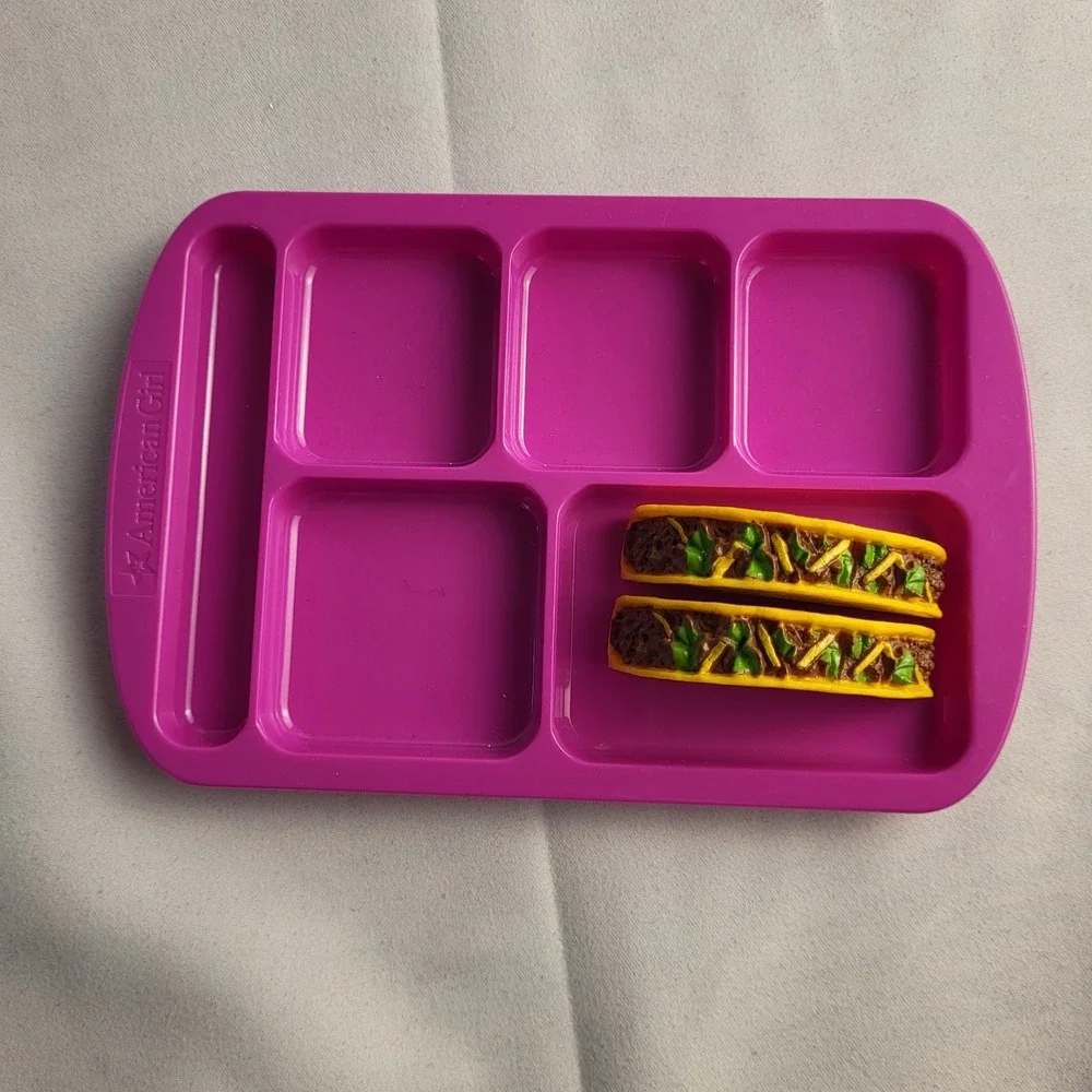 American Girl Pink School Lunch Tray & Tacos